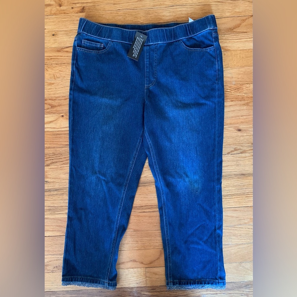 ISAAC MIZRAHI LIVE NWOT True Denim Straight Ankle Jeans with LACE Size 16 Petite